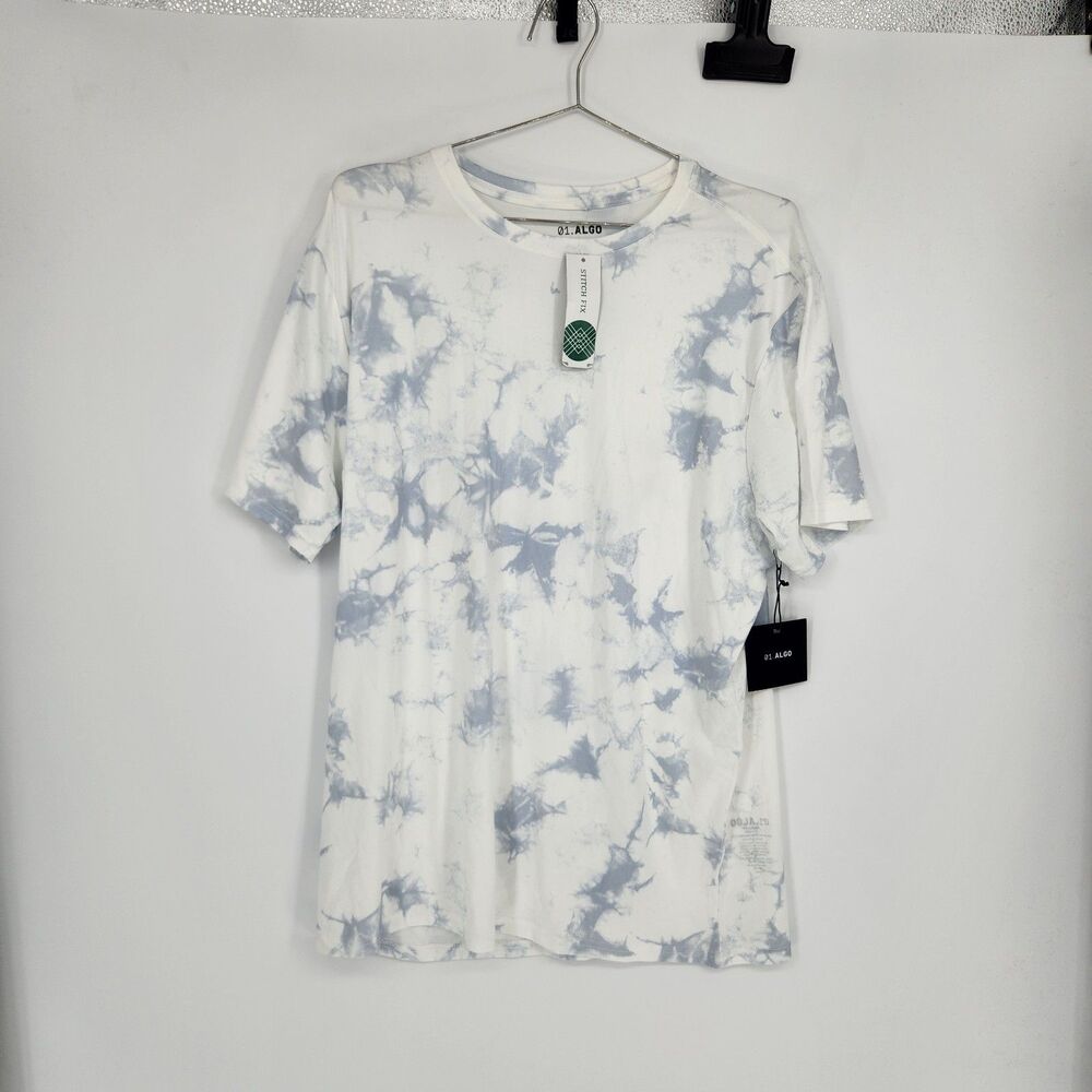 01 Algo Men's Light Grey Size L Easy Tie Dye Performance Short Sleeve Crew Top